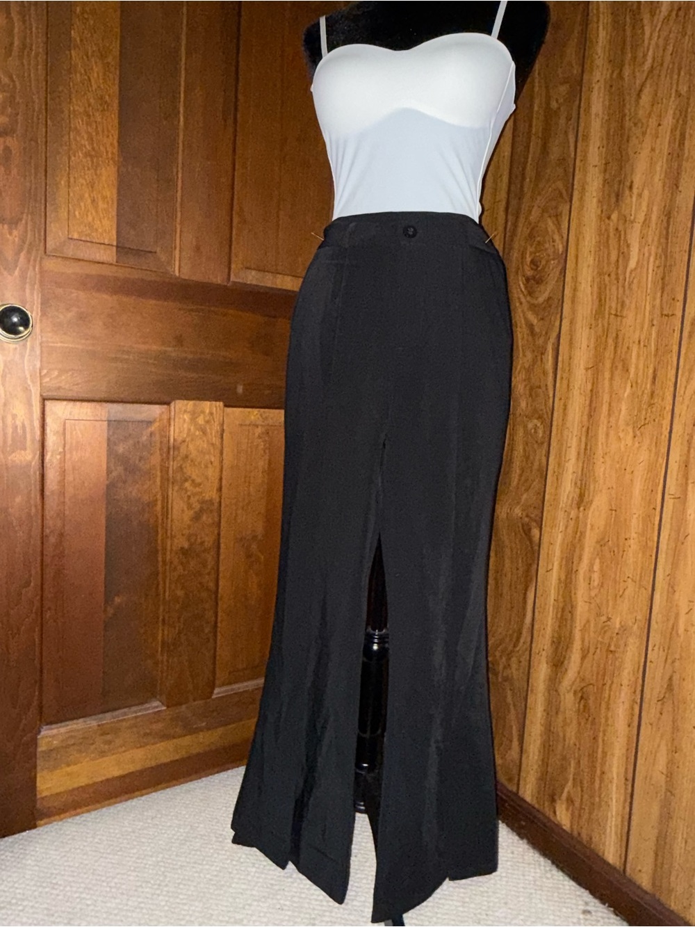 Classic Black High-Waist Maxi Skirt with Front Slit